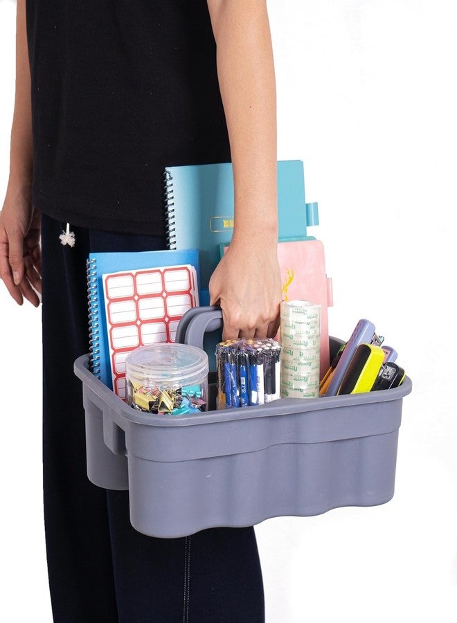 AMIGOS STORE™ 2-Compartment Industrial Caddy Basket - Durable Grey Utility Organizer with Handle for Cleaning Tools, Bathrooms, and Floors - Image 1